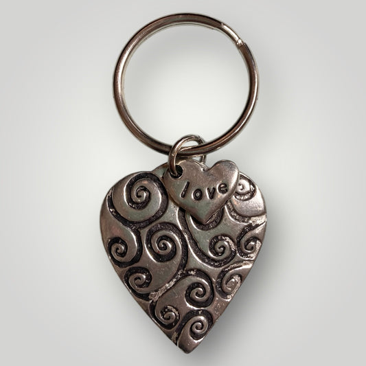 Heart Swirls Pewter Keychain - KC-310