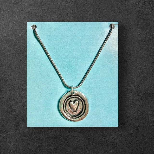 Heart Symbol Necklace - Pewter - JNC106