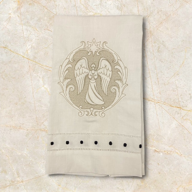 Heirloom Angel Medallion - Embossed/Embroidered Hand Towel