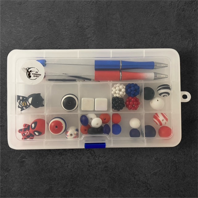 Hero Squad DIY beadable pen kit with hero?themed beads and matching hardware
