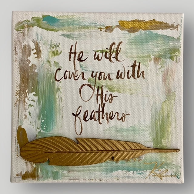 He will cover you with His feathers - Gospel Art Canvas