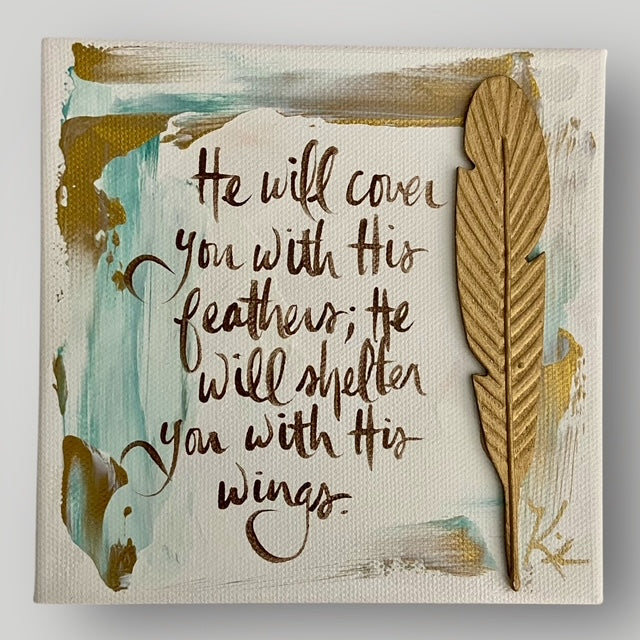 He will shelter you with His wings - Gospel Art Canvas
