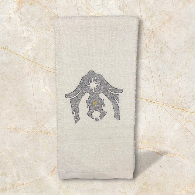 Holy Family embossed embroidered hand towel