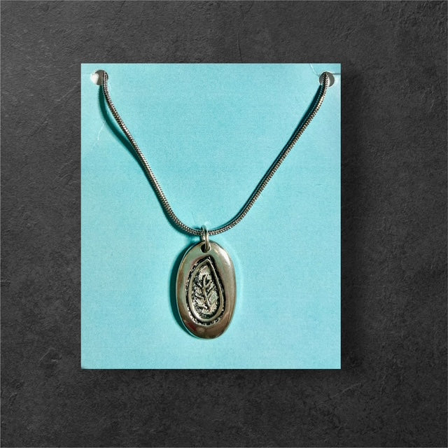 Leaf Symbol Necklace - Pewter - JNC108