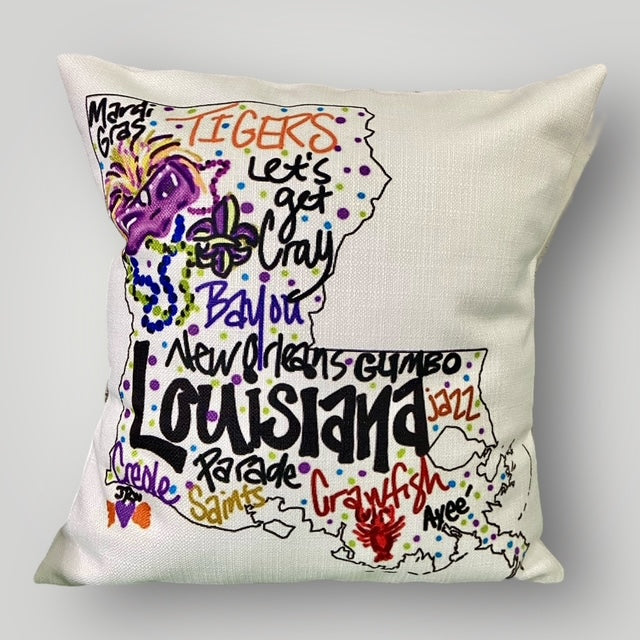 Louisiana State Typography Throw Pillow