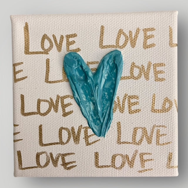 Love - Teal Heart - Gospel Art Canvas