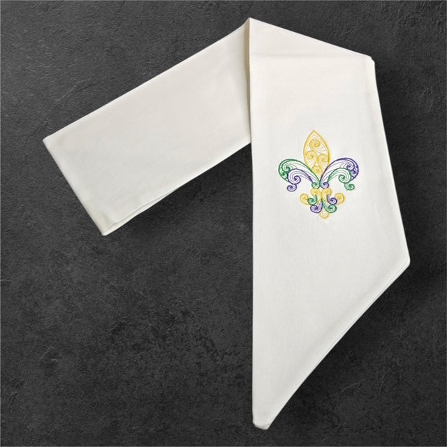 Mardi Gras Fleur de lis wreath sash from The Manor Collection