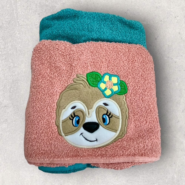 Miss Slothie Snuggles Hooded Towel