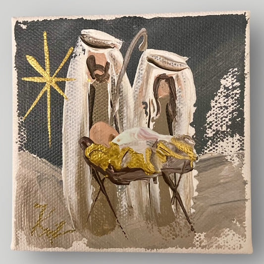 Nativity in Dark Blue - Gospel Art Canvas