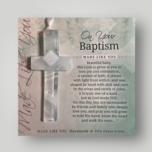 On Your Baptism Cross - Handmade Glass