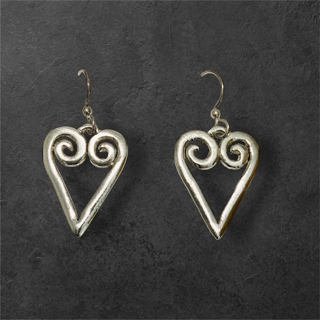 Open Heart Earrings - Pewter - JER110