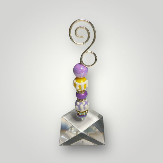 Photo-Memo Holder - Beaded - Purple & Gold