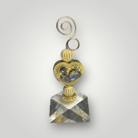 Photo-Memo Holder - Beaded - Gold Heart