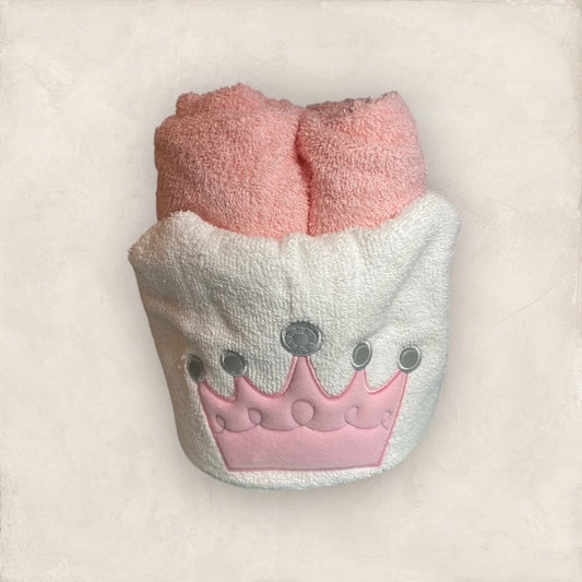 Pink Crown Hooded Towel - Embroidered