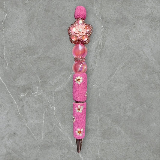 Pink Flower Beaded Pen