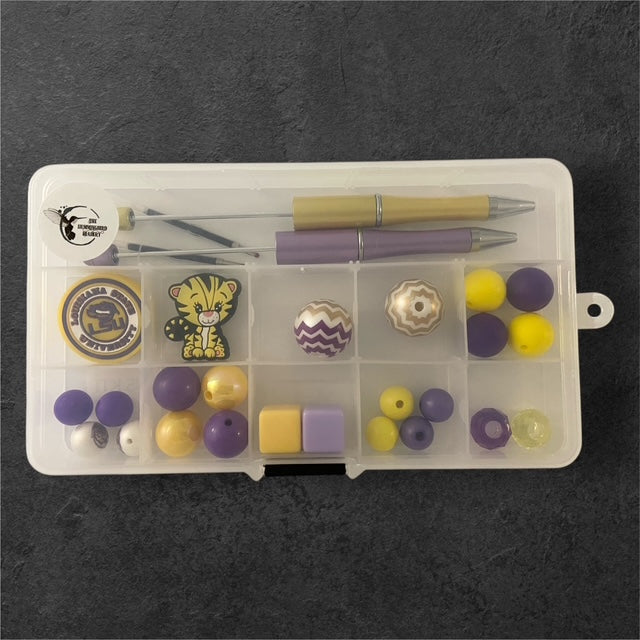Purple & Gold Team Spirit #1 DIY beadable pen kit with team?color beads