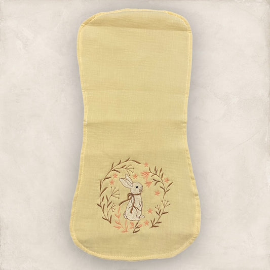 Vintage Rabbit Burp Cloth - Yellow