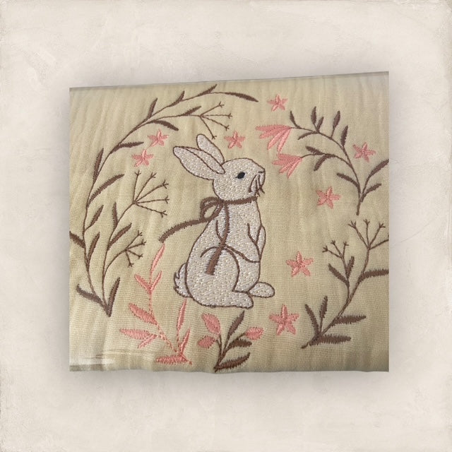 Vintage Rabbit Burp Cloth - Yellow