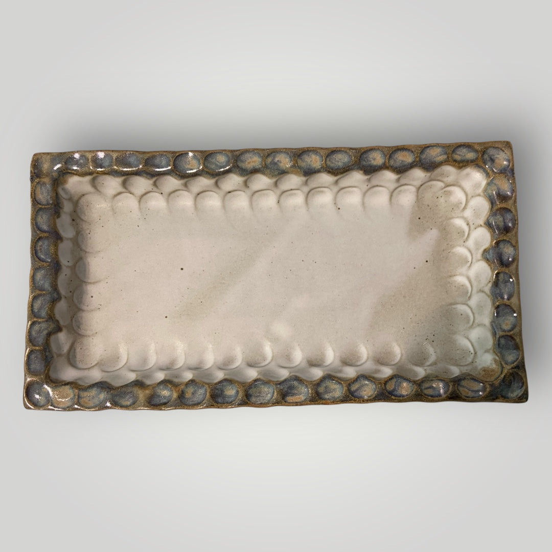 Rectangular Tray - Ivory Linen - Fingerprint Pottery