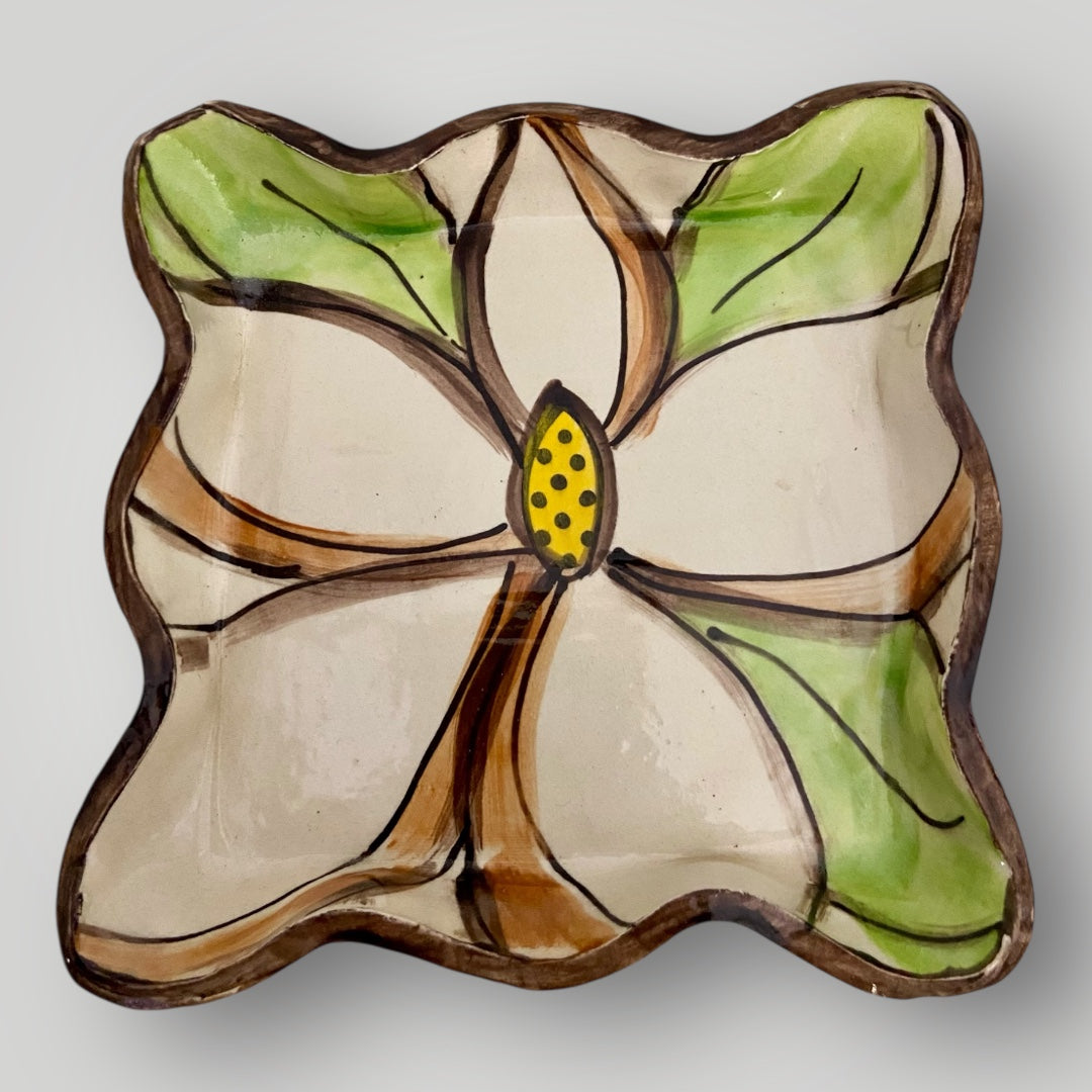 Ruffle Magnolia Tray Square #2 - Heartfelt Traditions Pottery