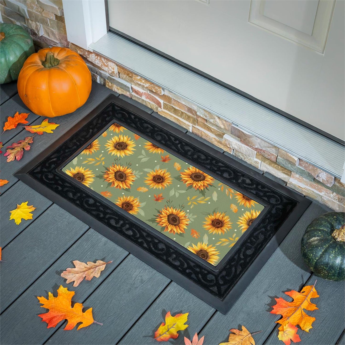 Harvest Blossom Sunflower Flocked Coir Sassafras Mat