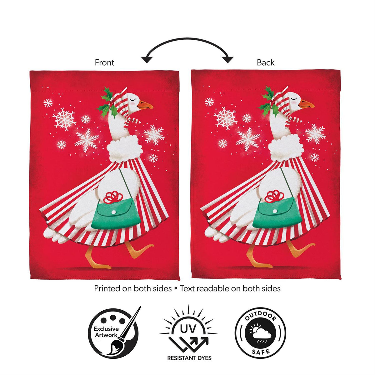 Prim Christmas Goose Garden Flag
