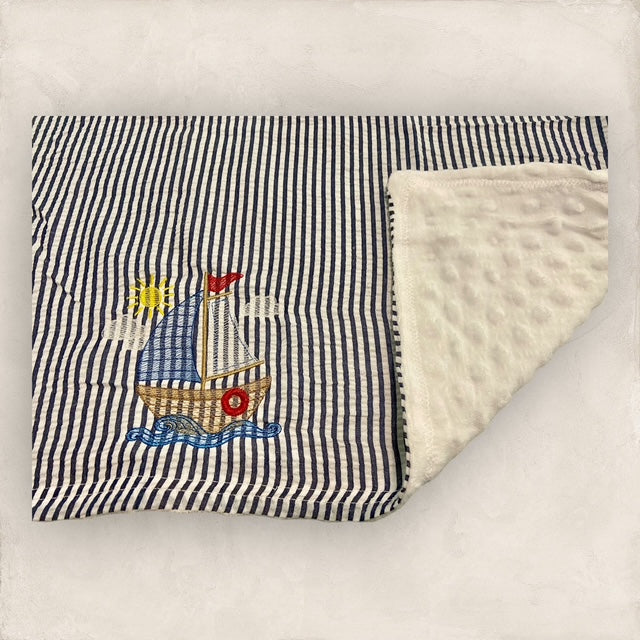 Sailing Minky Blanket - Navy