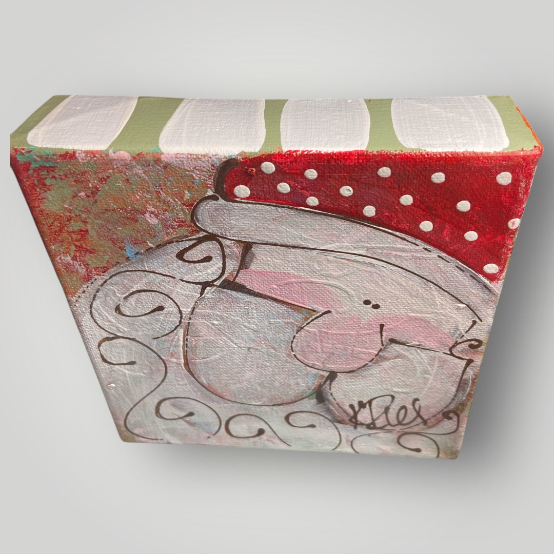 Santa Art Canvas with Polka Dots & Green Stripes - Heartfelt Traditions