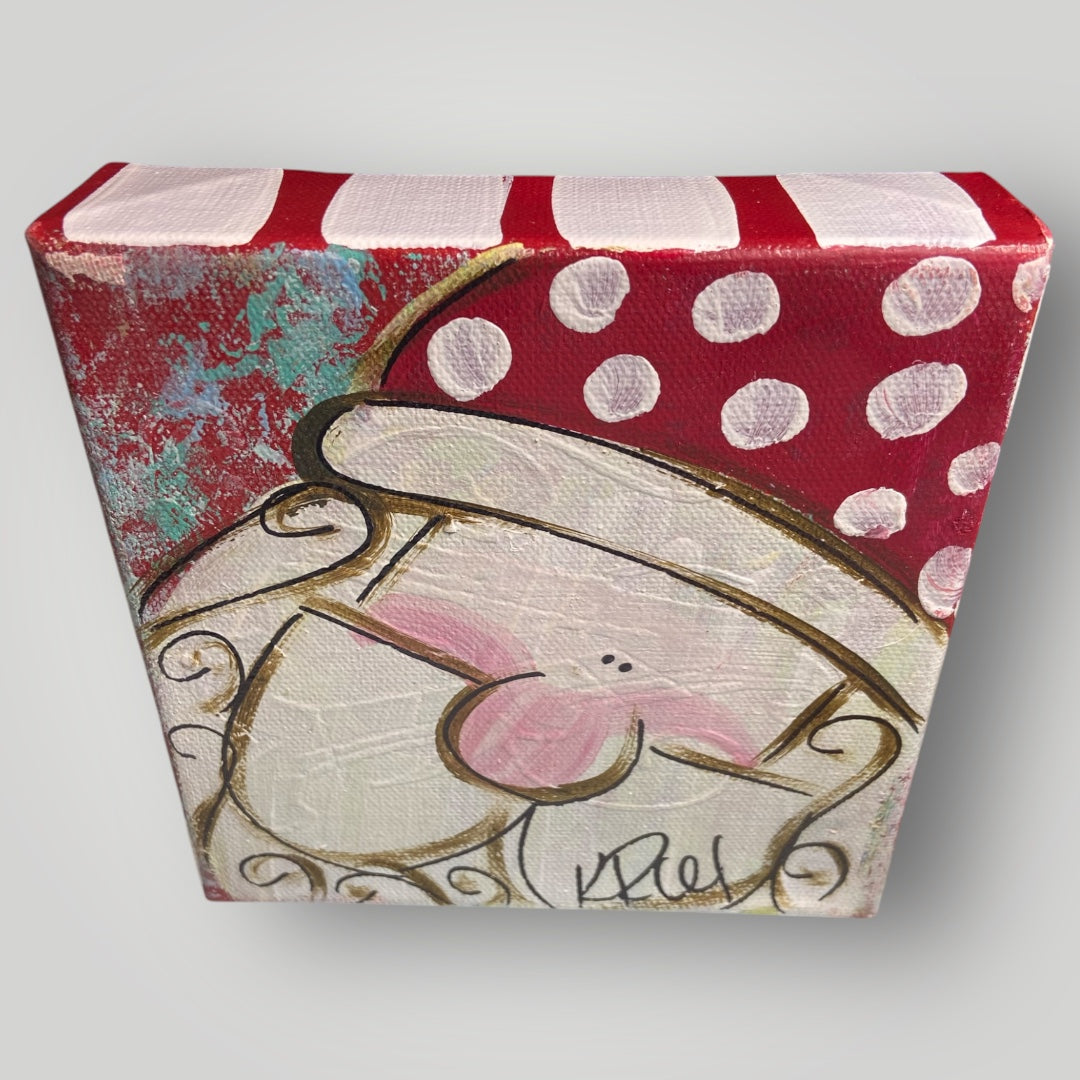 Santa Art Canvas with Polka Dots & Red Stripes - Heartfelt Traditions