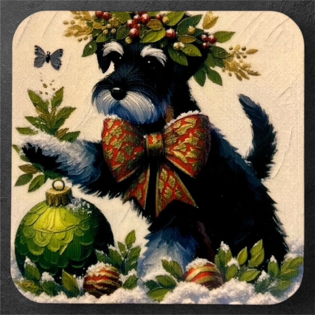 Schnauzer with ornament magnet