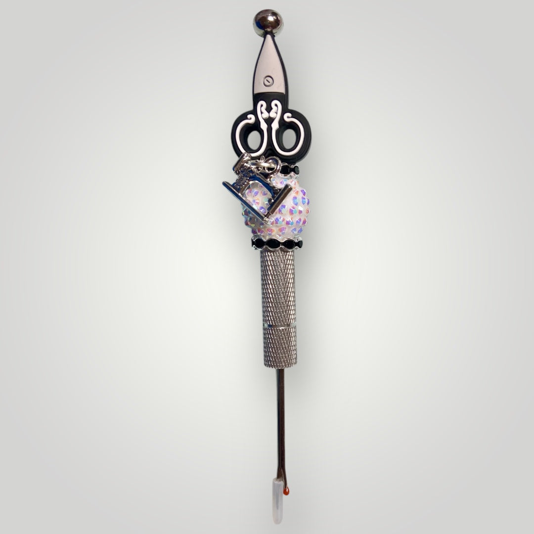 Seam Ripper - Beaded with Charm - Silver-White-Black