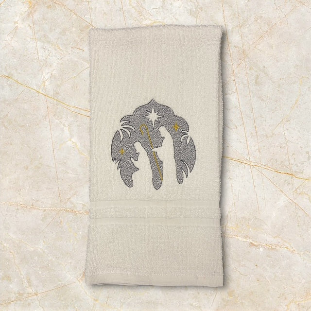 Shepherd’s Star embossed embroidered hand towel
