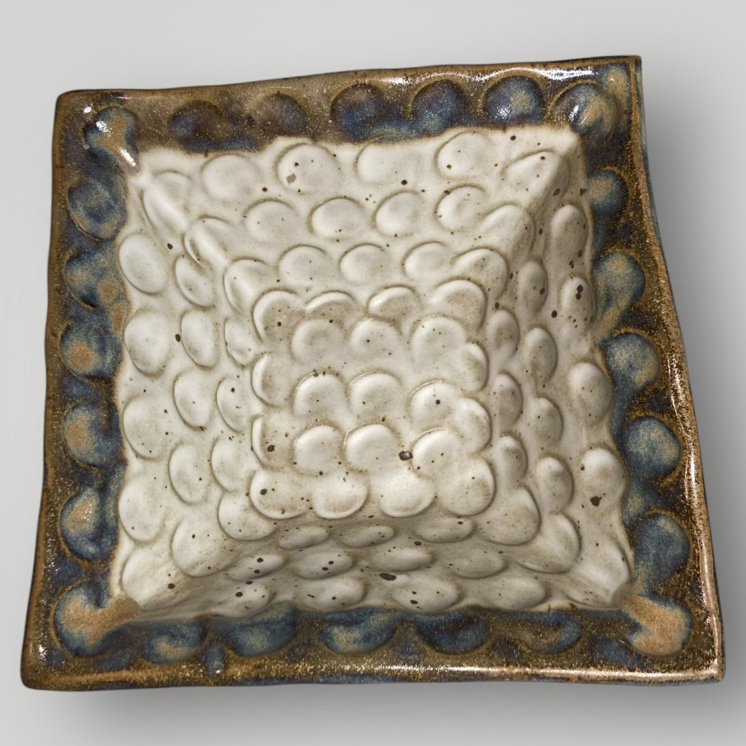 Small Square Bowl - Ivory Linen - Fingerprint Pottery