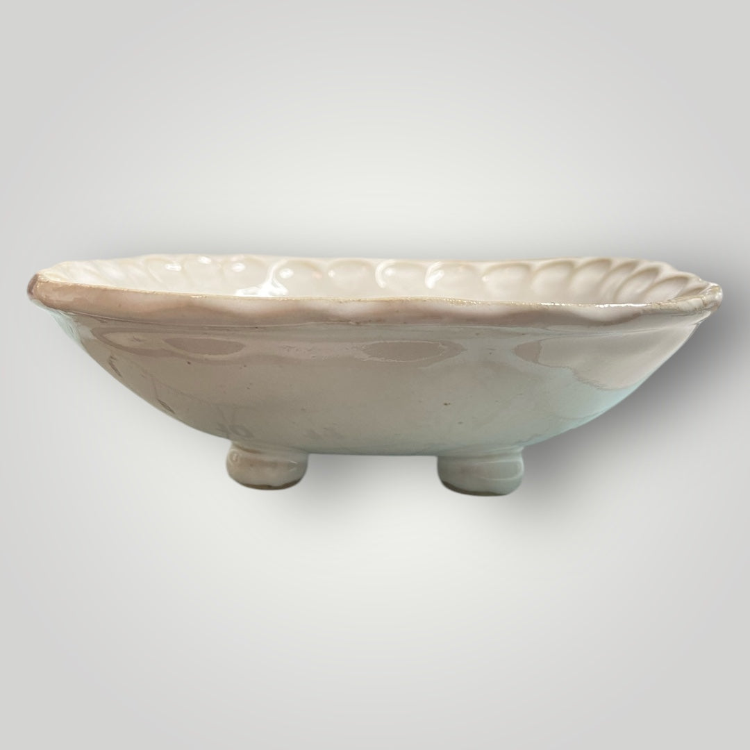 Small Square Bowl with Feet - High Cotton - Fingerprint Pottery