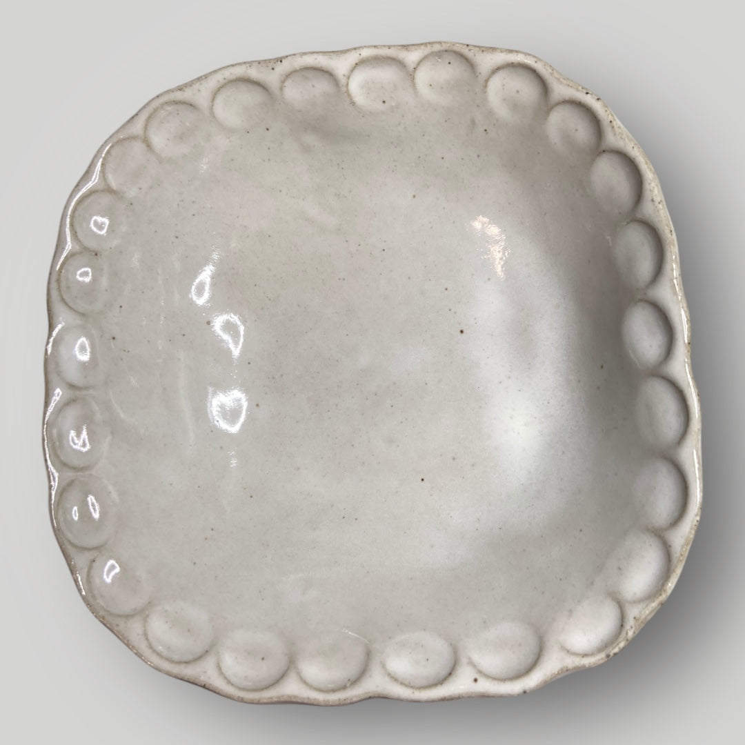 Small Square Bowl with Feet - High Cotton - Fingerprint Pottery