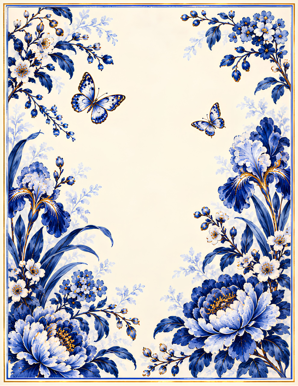 Snail - Blue and White Composition Notebook & Fancy Pen Set