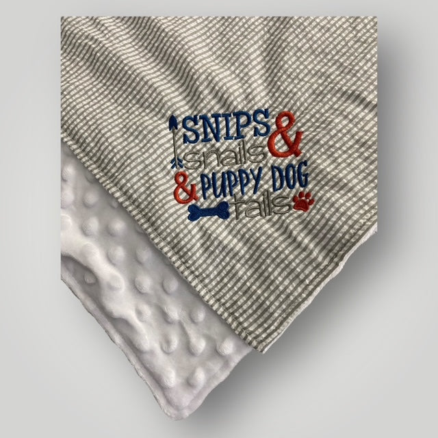 Snips & Snails & Puppy Dog Tails Minky Blanket - Gray