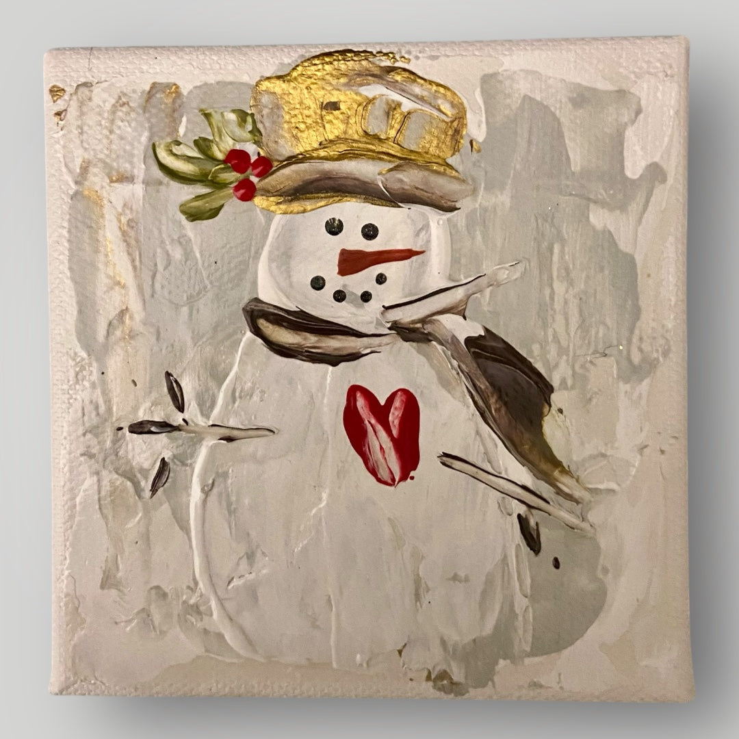 Snowman with Heart - Gospel Art Canvas