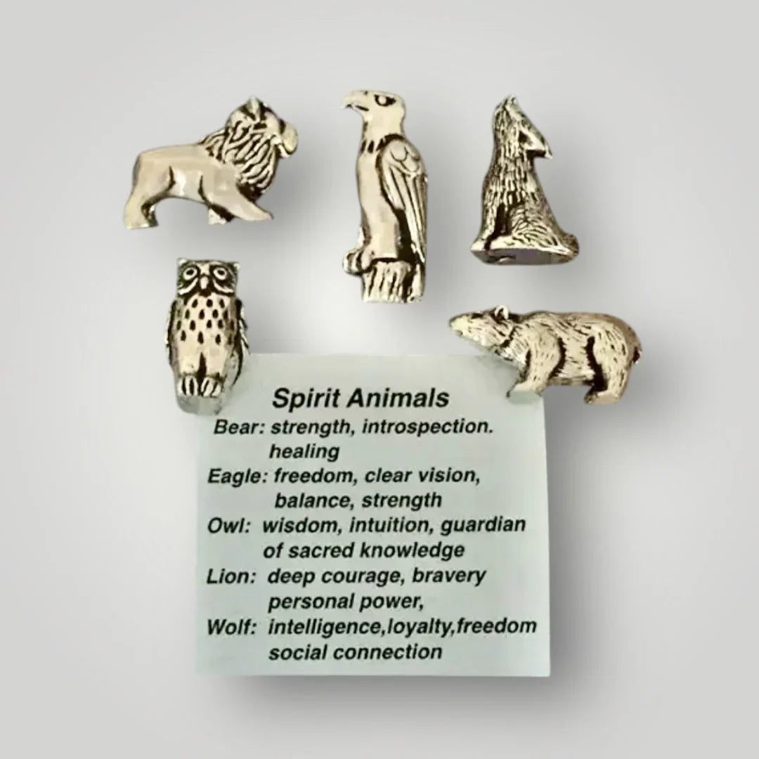 Pewter spirit animals figurine set with assorted animals