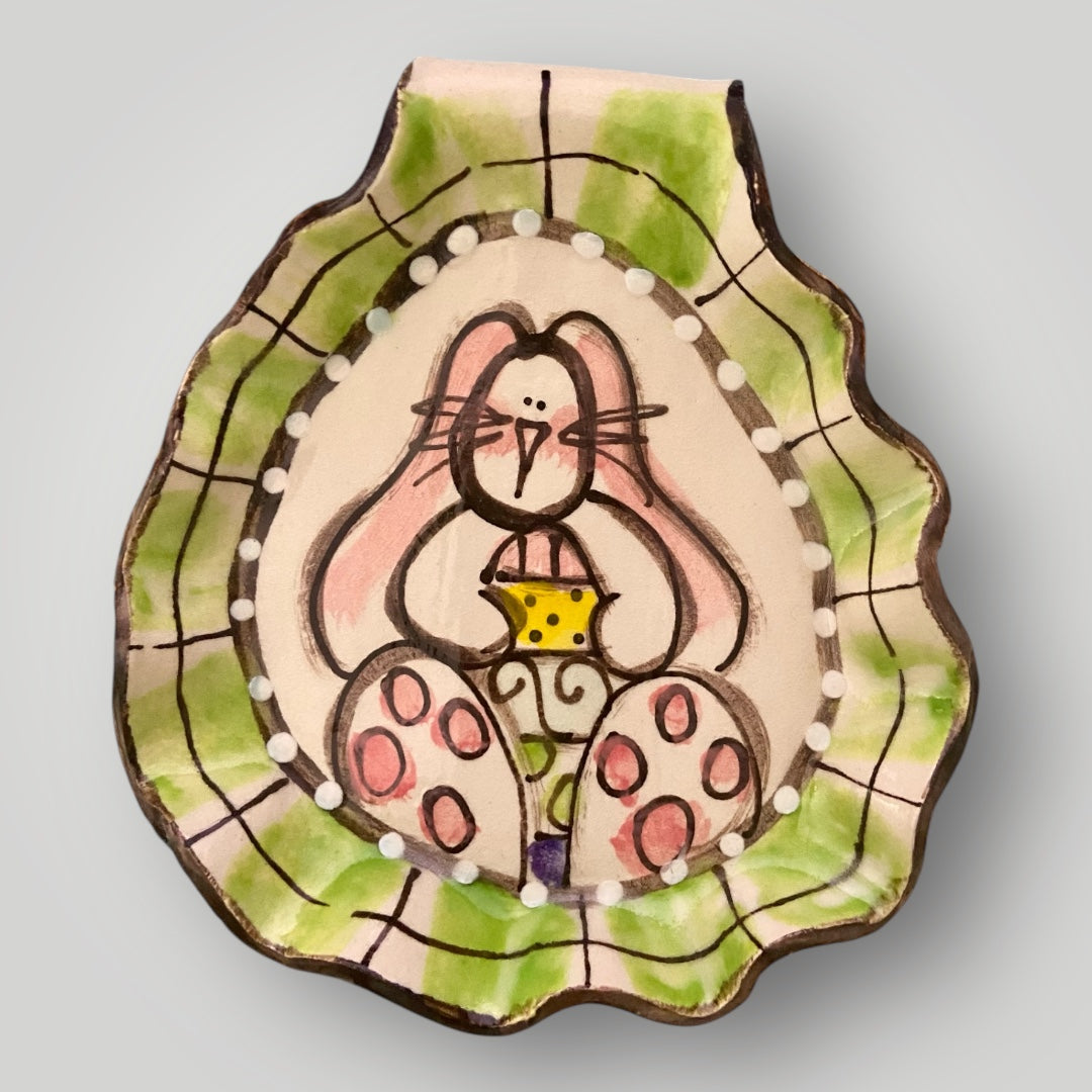 Spoon Rest - Bunny Holding Cheese - Heartfelt Traditions Pottery