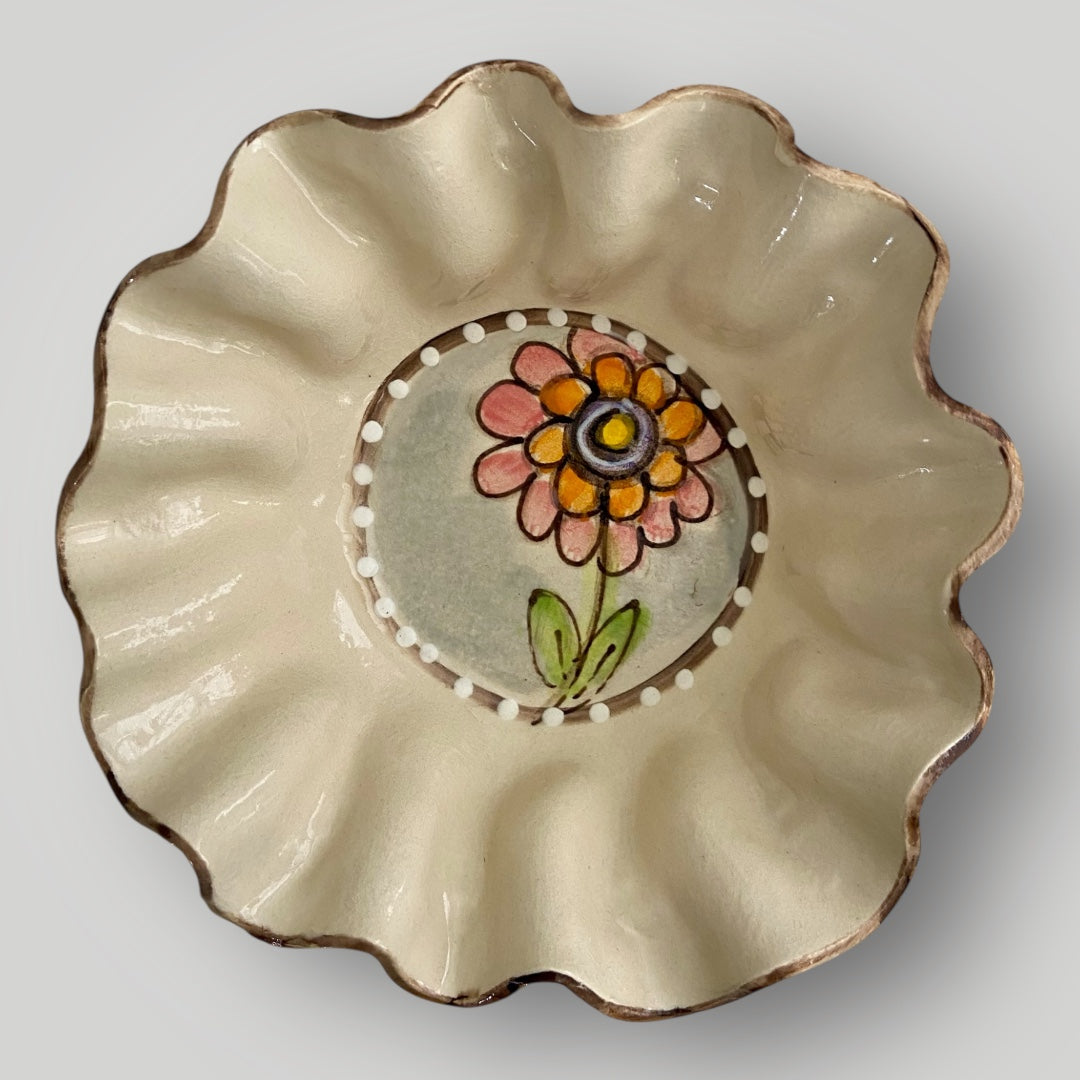 Spring Line - Ruffle Bowl with Flower - Heartfelt Traditions Pottery