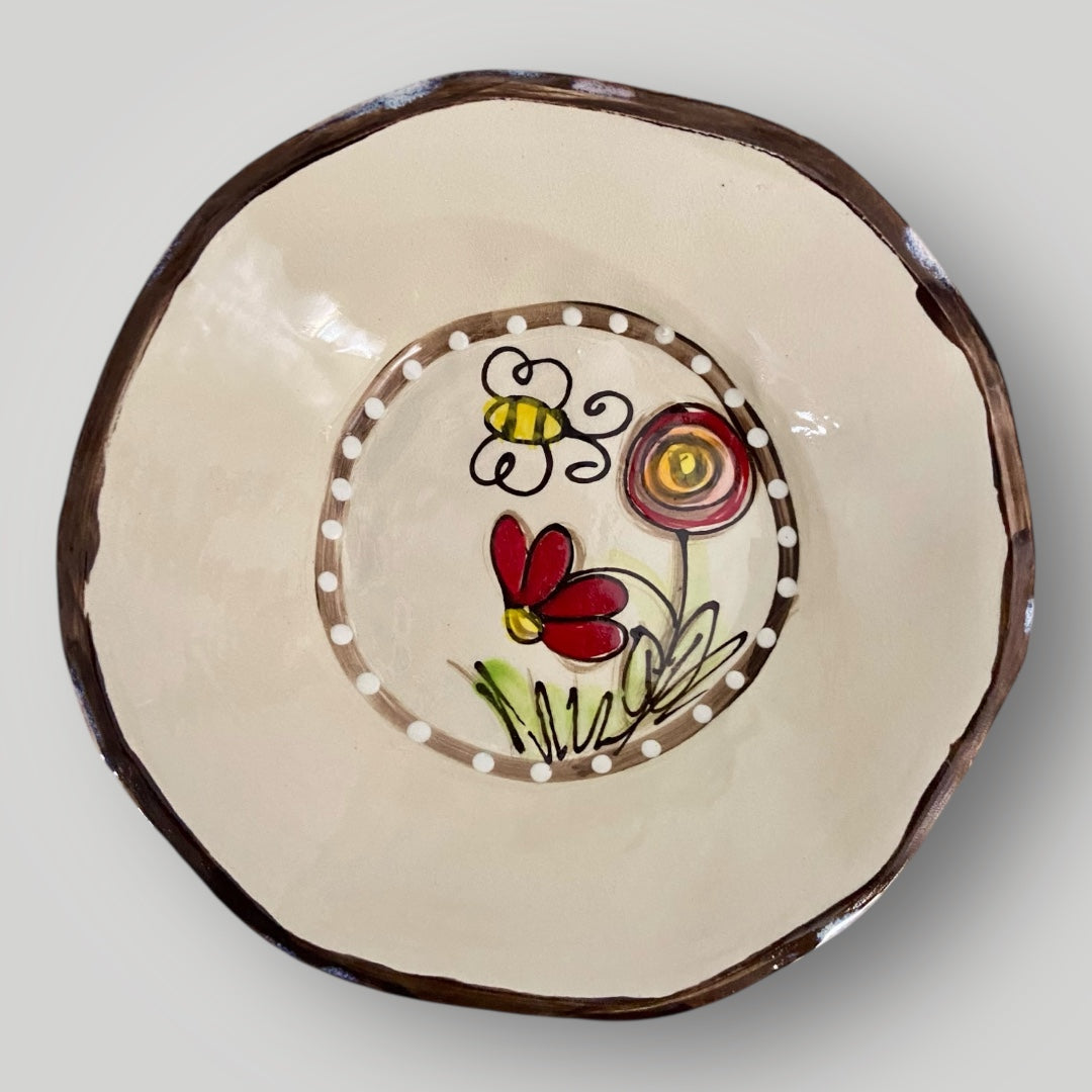 Spring Line - Candy Dish with Bee & Flowers - Heartfelt Traditions Pottery