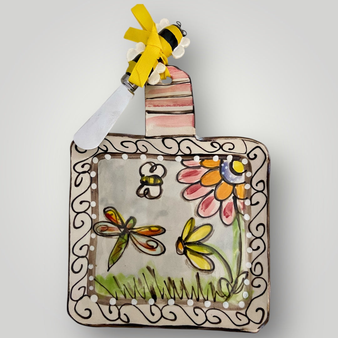 Spring Line - Charcuterie Board with Bee Pate' Knife #1 - Heartfelt Traditions Pottery