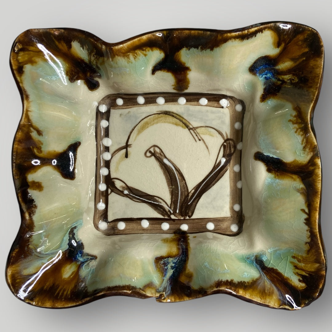 Square Ruffle Bowl with Cotton - Heartfelt Traditions Pottery
