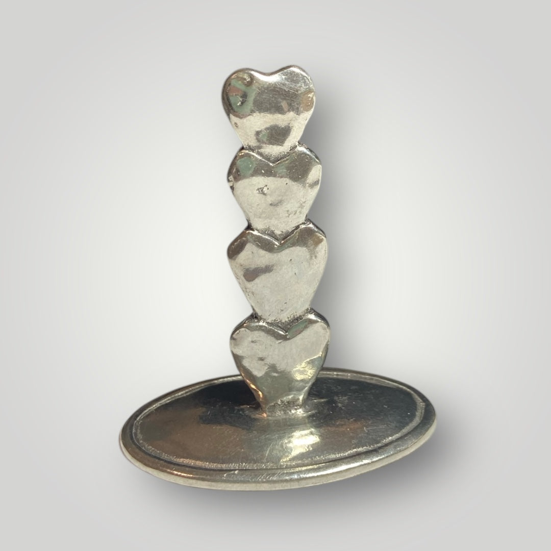 Stacked Hearts Ring Holder - Pewter - RGH44