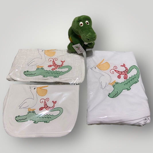 Stacked Trio with Alligator Plush- (4 pcs)