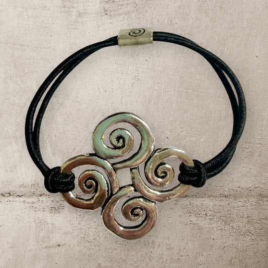 Swirls Stretch Bracelet - Pewter - EB3