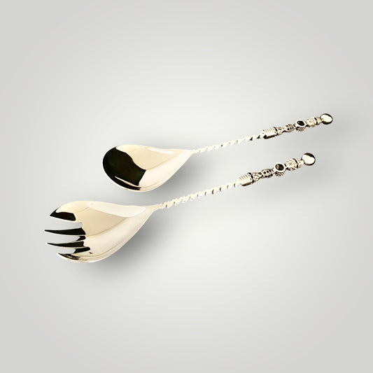 Stainless Steel TWISTED Salad Set - Beaded