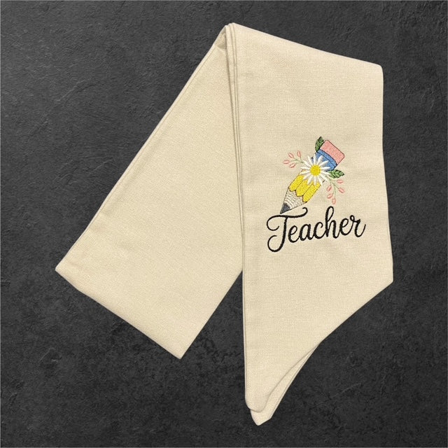 Teacher - Pencil & Daisy Wreath Sash and Wreath - The Manor Sash Collection
