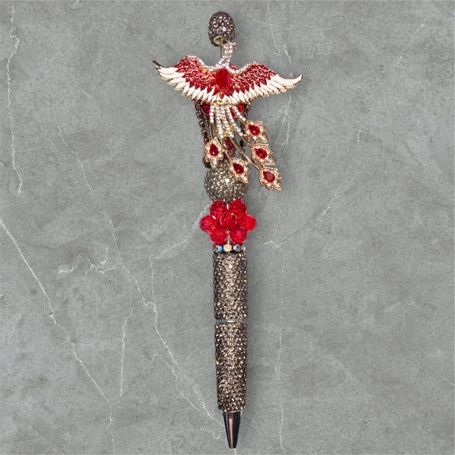 The Crimson Phoenix Beaded Pen